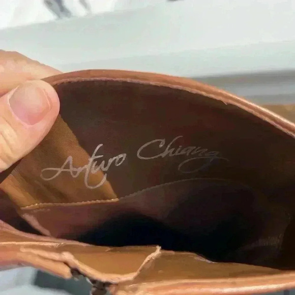 NWOT Arturo Chiang Chestnut Leather Zipper Boot Size 7m - Picture 8 of 10